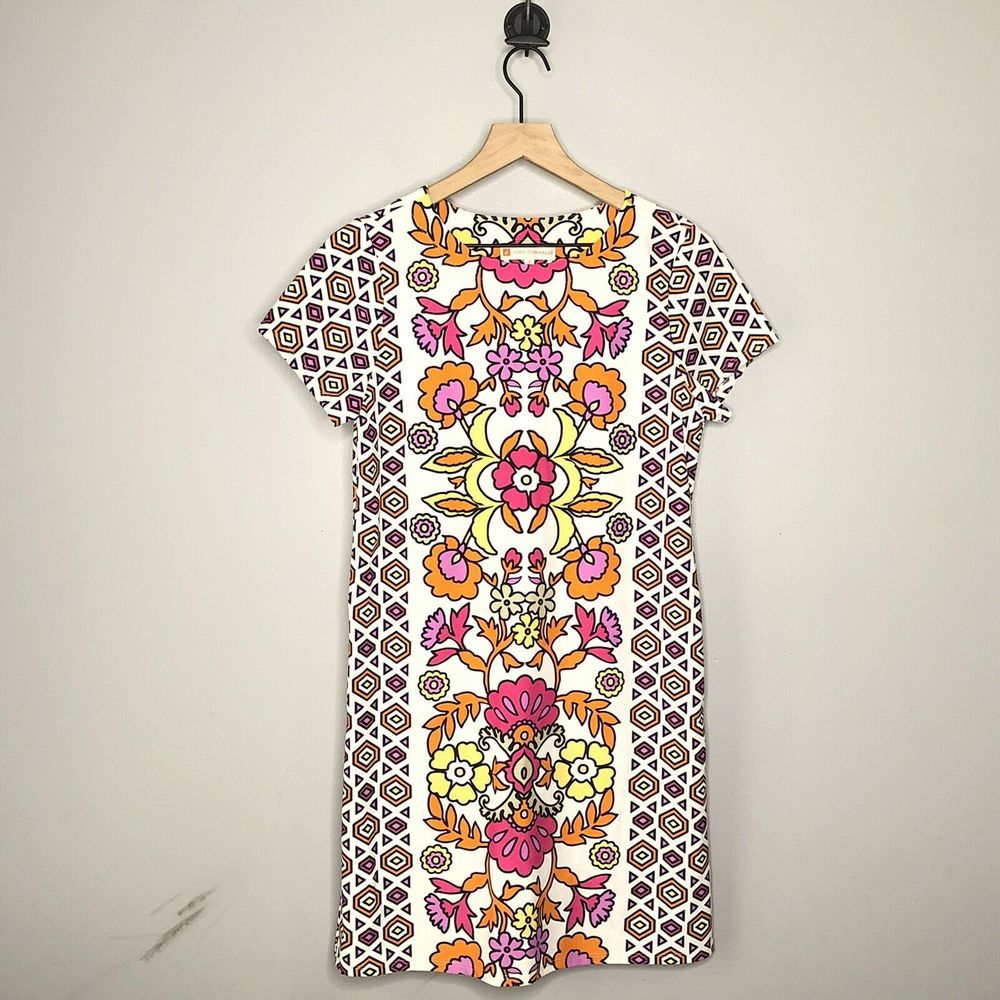 Jude Connally White Shift Dress with Pink, Yellow & Orange Floral Print